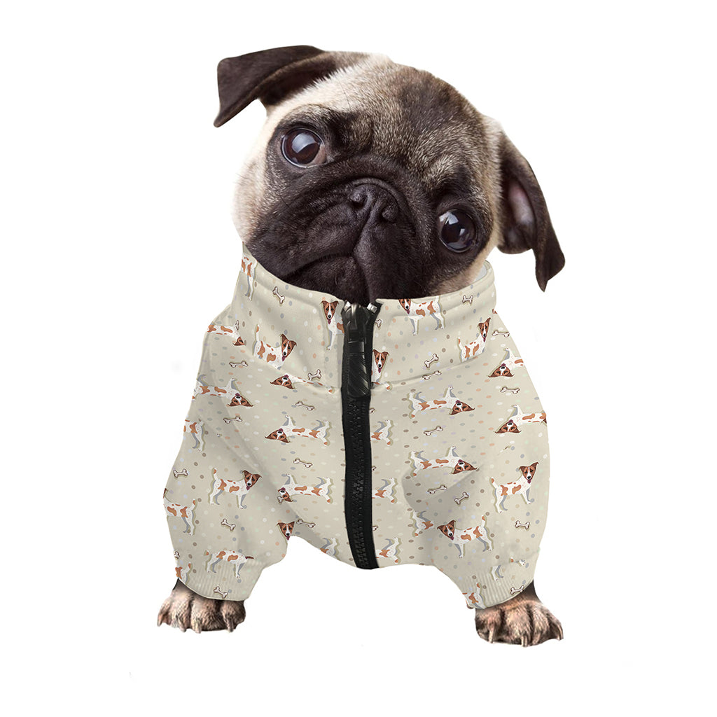 Polka Dot Jack Russell Terrier Print Dog Zip Up Jacket