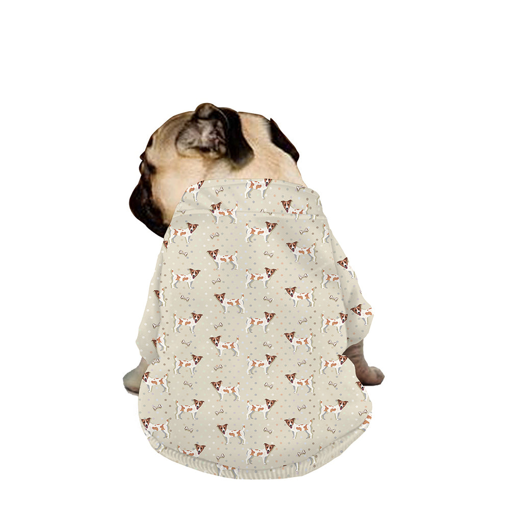 Polka Dot Jack Russell Terrier Print Dog Zip Up Jacket