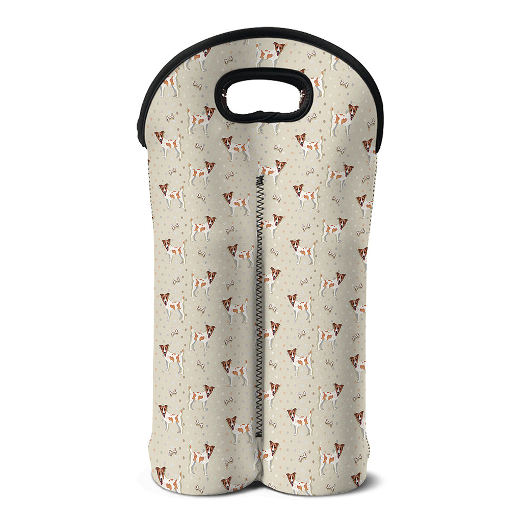 Polka Dot Jack Russell Terrier Print Double Neoprene Wine Tote