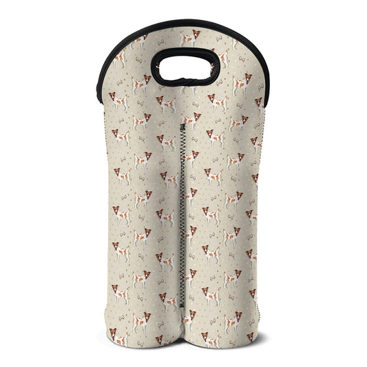 Polka Dot Jack Russell Terrier Print Double Neoprene Wine Tote
