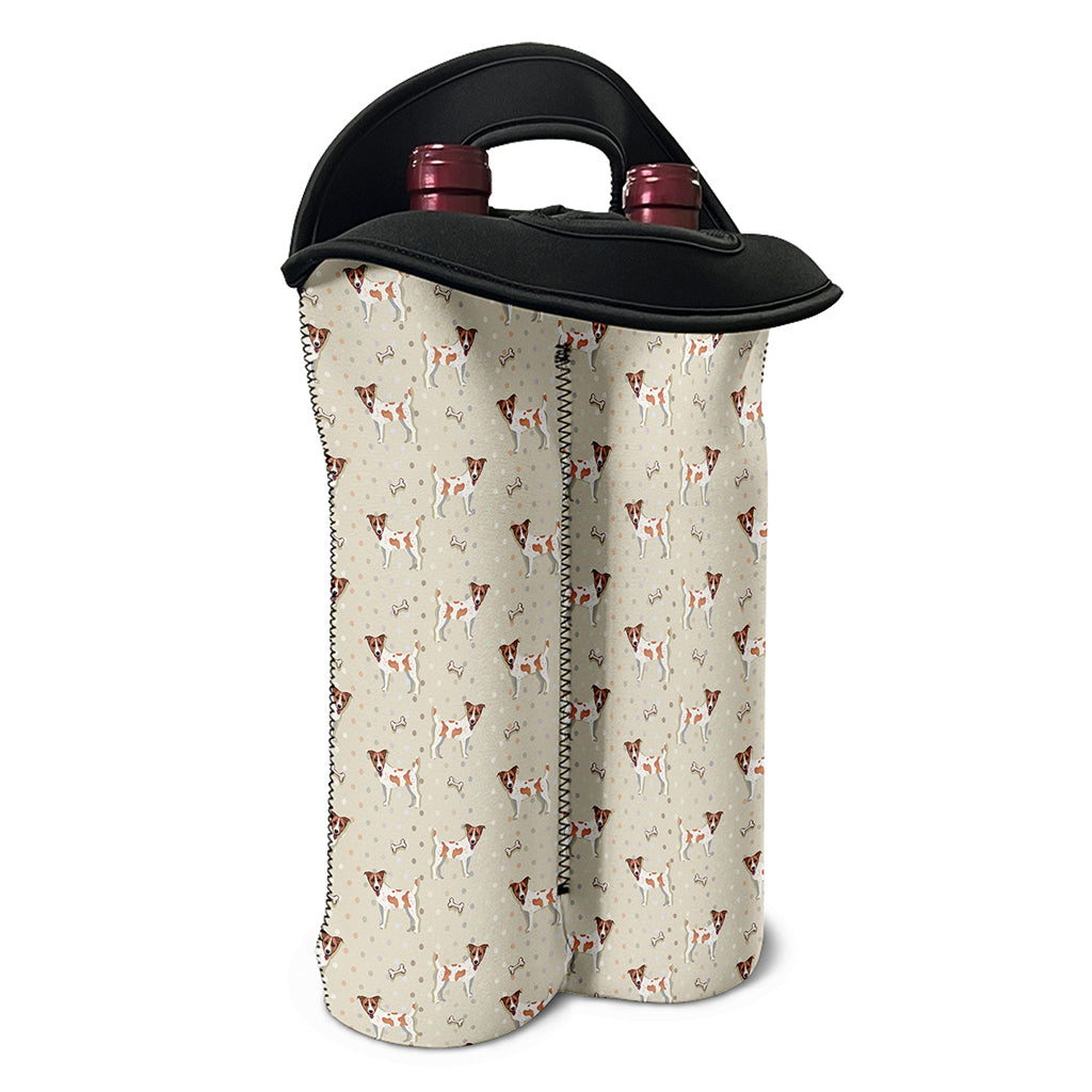 Polka Dot Jack Russell Terrier Print Double Neoprene Wine Tote