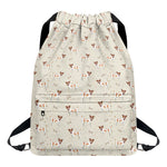 Polka Dot Jack Russell Terrier Print Drawstring Backpack