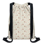 Polka Dot Jack Russell Terrier Print Drawstring Backpack