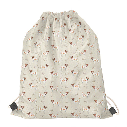 Polka Dot Jack Russell Terrier Print Drawstring Bag