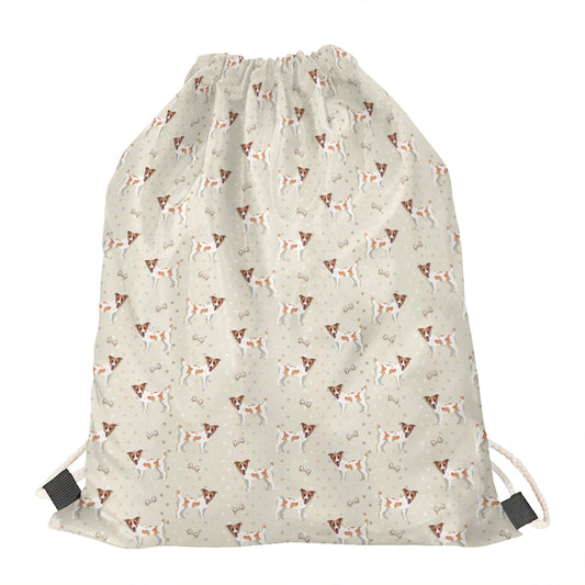 Polka Dot Jack Russell Terrier Print Drawstring Bag