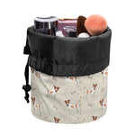 Polka Dot Jack Russell Terrier Print Drawstring Makeup Bag
