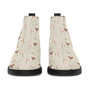 Polka Dot Jack Russell Terrier Print Flat Ankle Boots