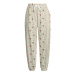 Polka Dot Jack Russell Terrier Print Fleece Lined Knit Pants