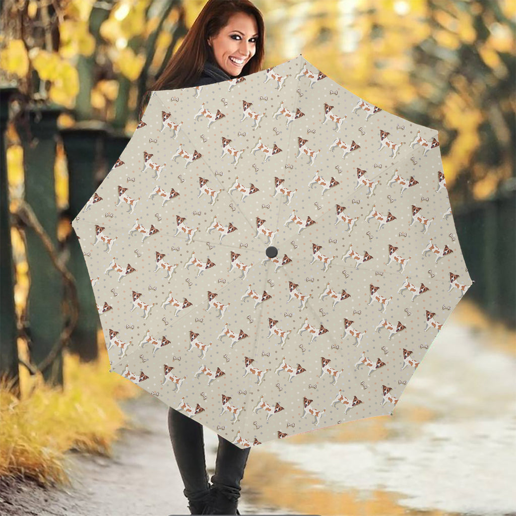 Polka Dot Jack Russell Terrier Print Foldable Umbrella