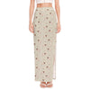 Polka Dot Jack Russell Terrier Print High Slit Maxi Skirt