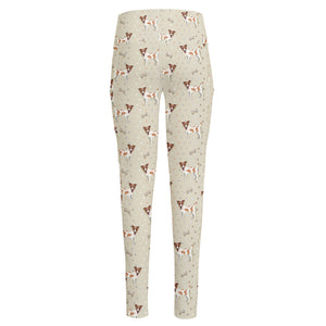 Polka Dot Jack Russell Terrier Print High-Waisted Pocket Leggings