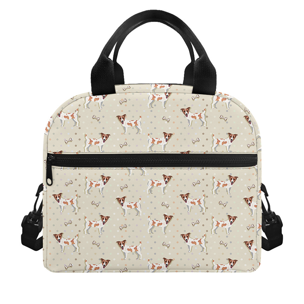 Polka Dot Jack Russell Terrier Print Insulated Lunch Bag