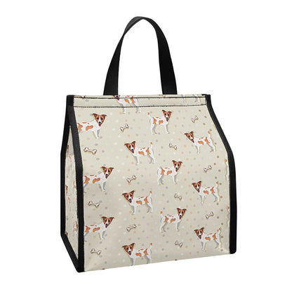 Polka Dot Jack Russell Terrier Print Insulated Lunch Tote