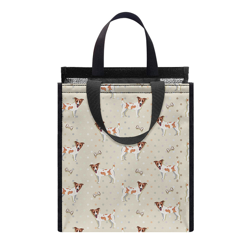 Polka Dot Jack Russell Terrier Print Insulated Lunch Tote