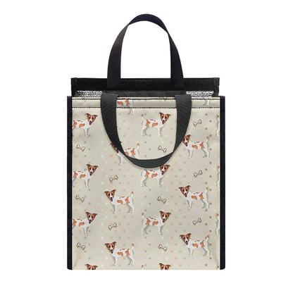 Polka Dot Jack Russell Terrier Print Insulated Lunch Tote