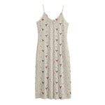 Polka Dot Jack Russell Terrier Print Jersey Midi Cami Dress