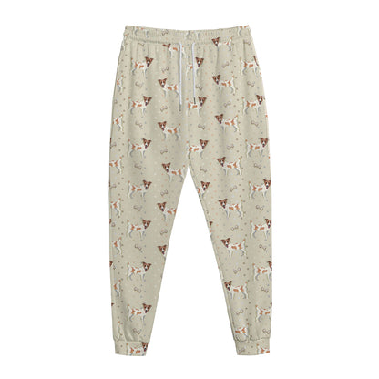 Polka Dot Jack Russell Terrier Print Jogger Pants