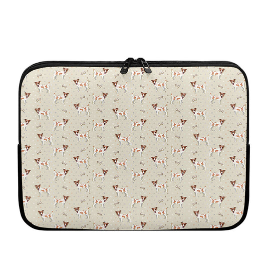 Polka Dot Jack Russell Terrier Print Laptop Sleeve