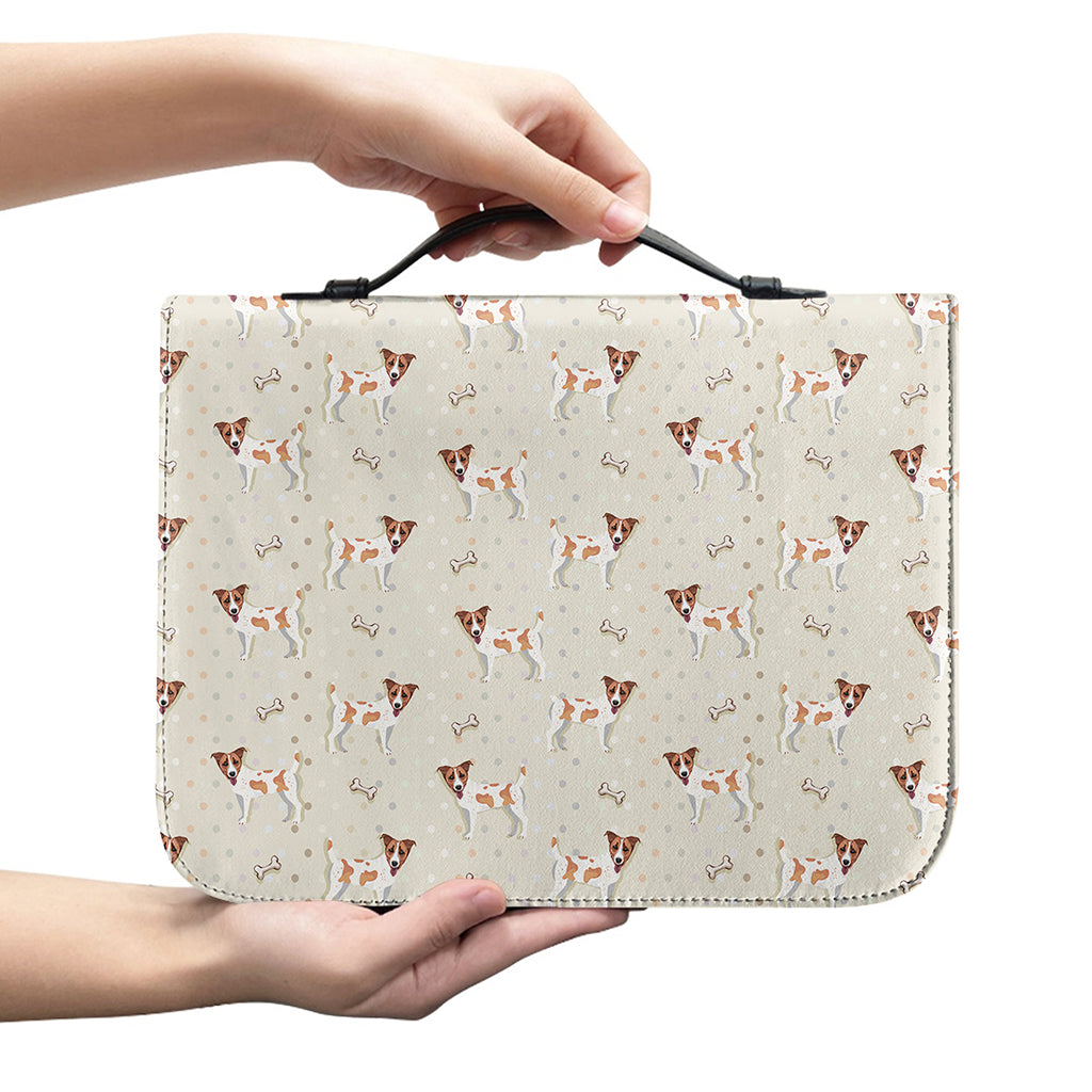 Polka Dot Jack Russell Terrier Print Leather Bible Cover