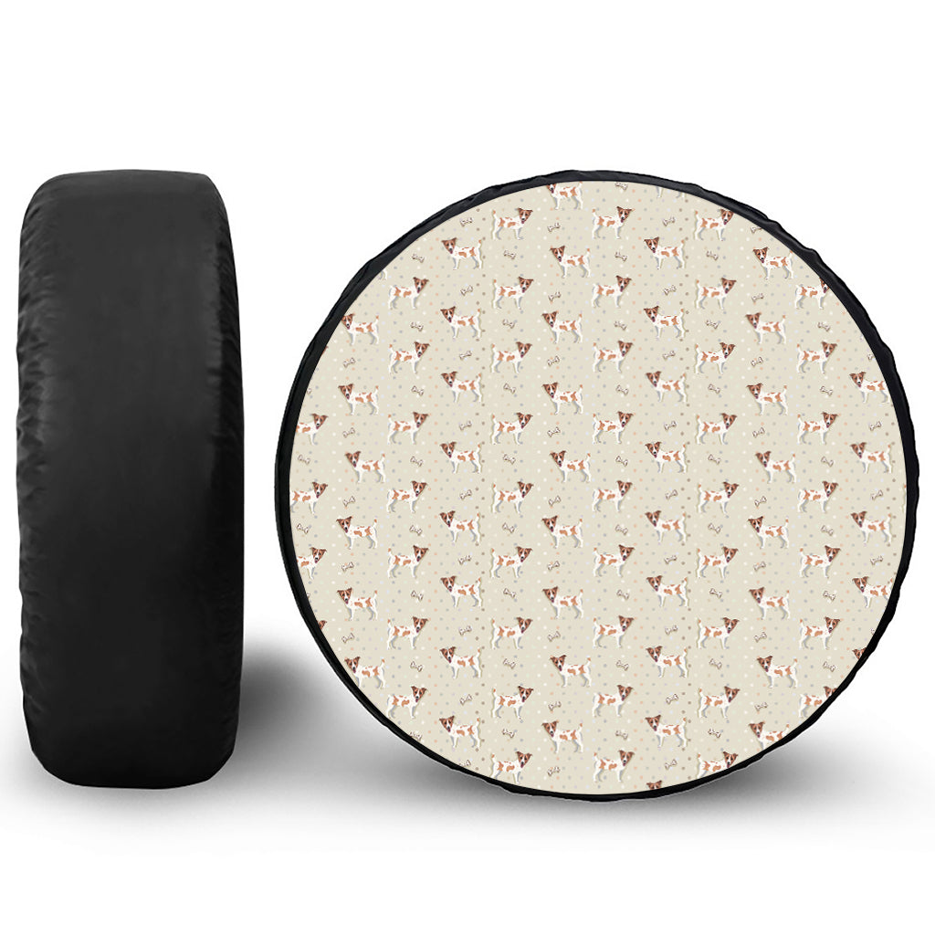 Polka Dot Jack Russell Terrier Print Leather Spare Tire Cover