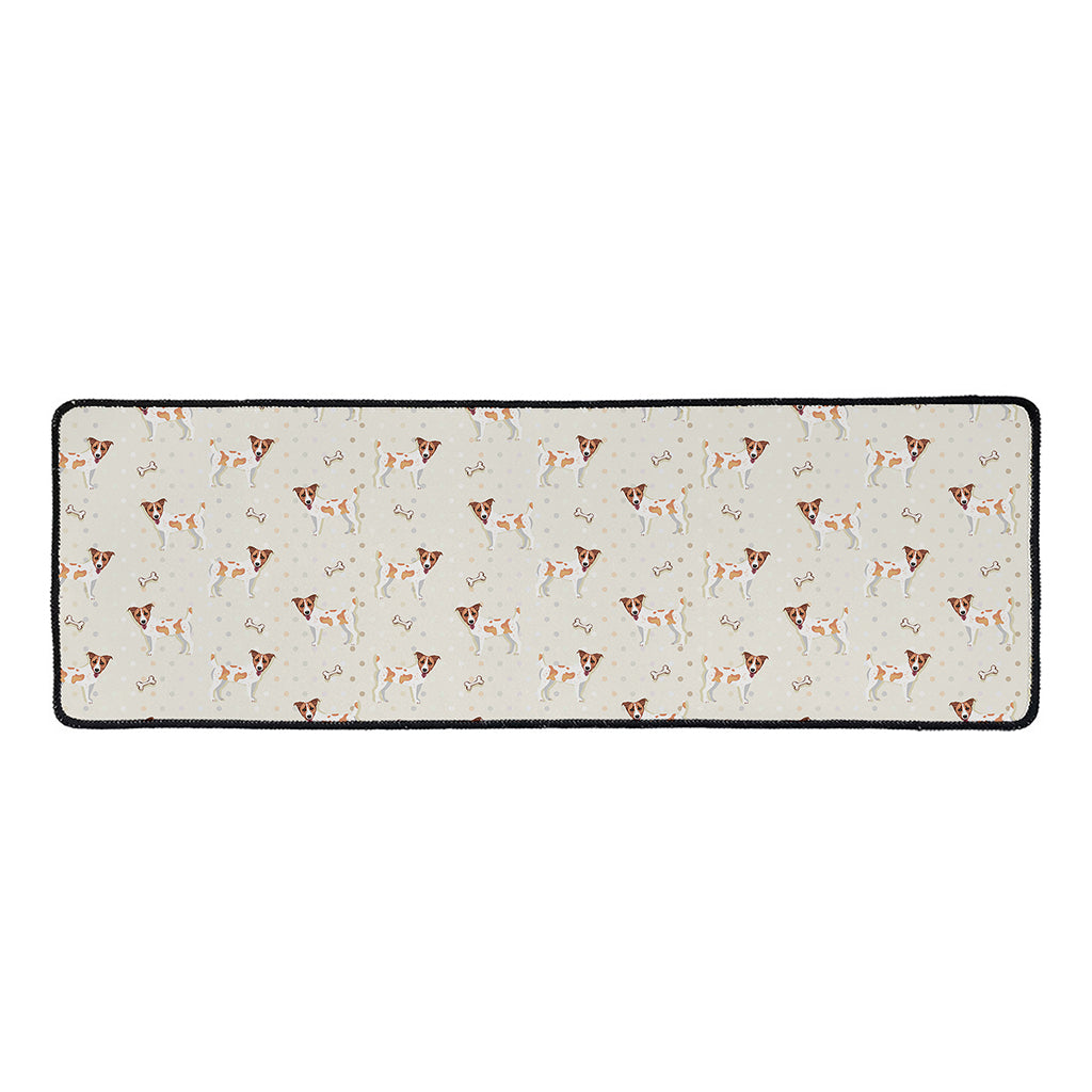 Polka Dot Jack Russell Terrier Print Long Kitchen Mat