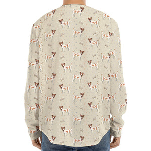 Polka Dot Jack Russell Terrier Print Long Sleeve Baseball Jersey