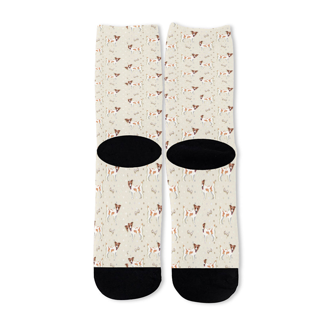 Polka Dot Jack Russell Terrier Print Long Socks