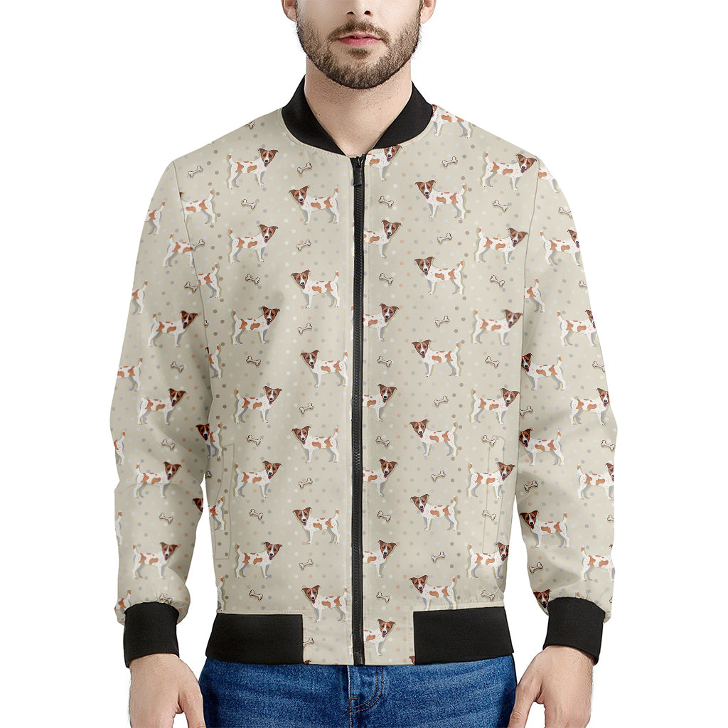 Polka Dot Jack Russell Terrier Print Men's Bomber Jacket