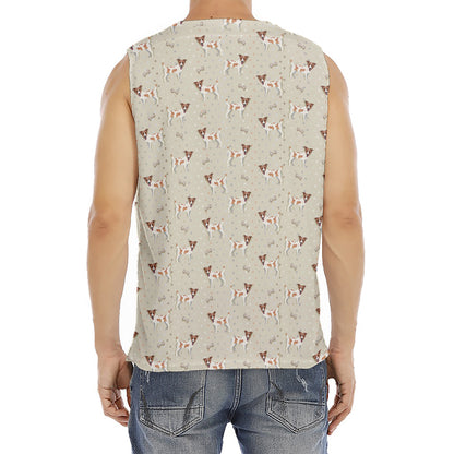 Polka Dot Jack Russell Terrier Print Men's Fitness Tank Top