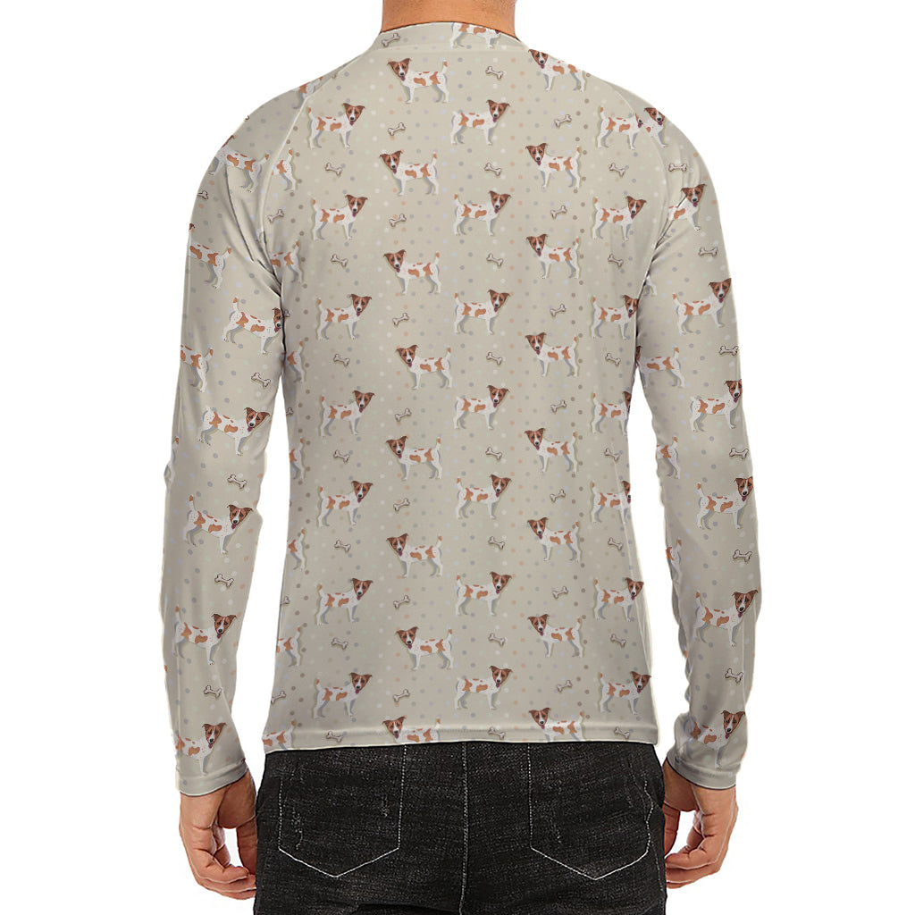 Polka Dot Jack Russell Terrier Print Men's Long Sleeve Rash Guard