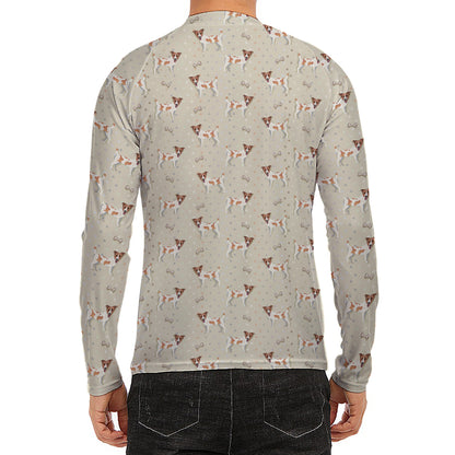 Polka Dot Jack Russell Terrier Print Men's Long Sleeve Rash Guard