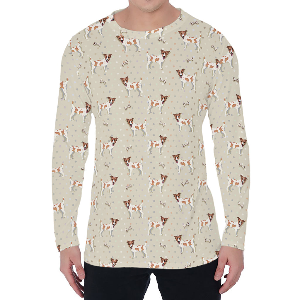 Polka Dot Jack Russell Terrier Print Men's Long Sleeve T-Shirt