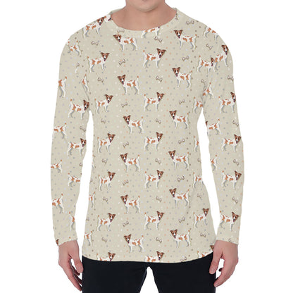 Polka Dot Jack Russell Terrier Print Men's Long Sleeve T-Shirt