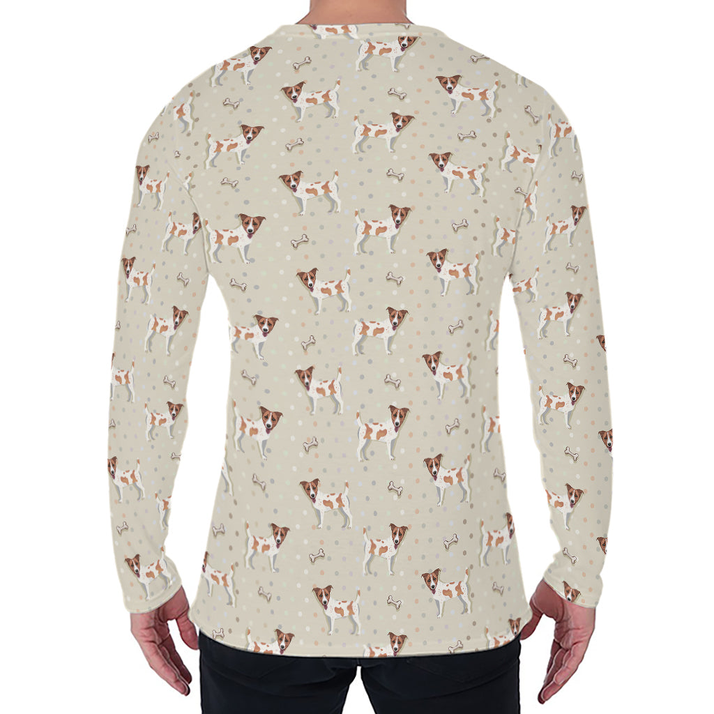 Polka Dot Jack Russell Terrier Print Men's Long Sleeve T-Shirt