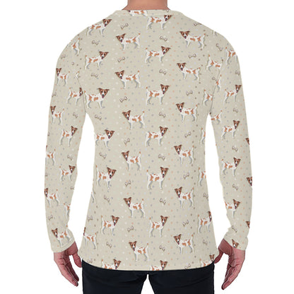 Polka Dot Jack Russell Terrier Print Men's Long Sleeve T-Shirt