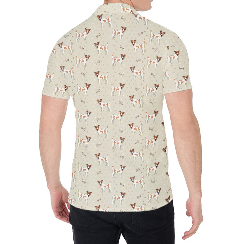 Polka Dot Jack Russell Terrier Print Men's Shirt