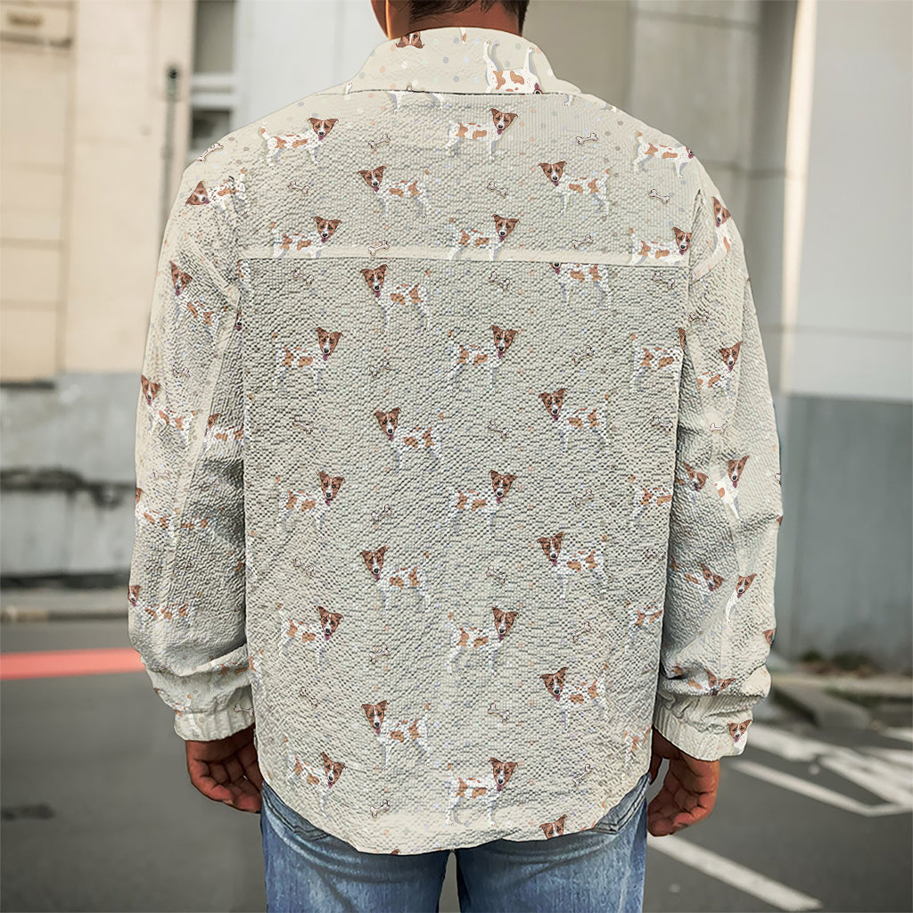 Polka Dot Jack Russell Terrier Print Men's Shirt Jacket