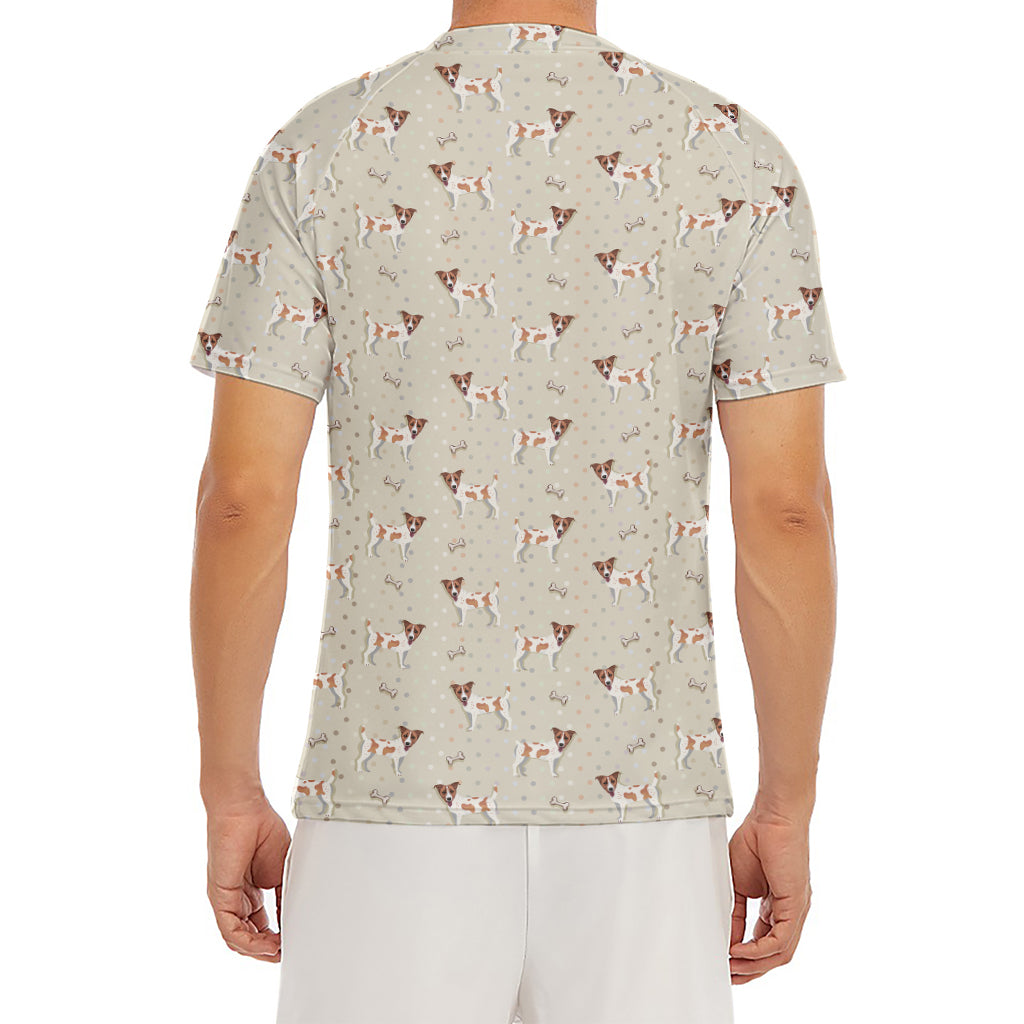 Polka Dot Jack Russell Terrier Print Men's Short Sleeve Rash Guard