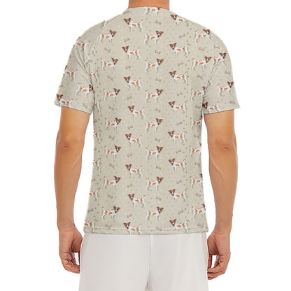 Polka Dot Jack Russell Terrier Print Men's Short Sleeve Rash Guard