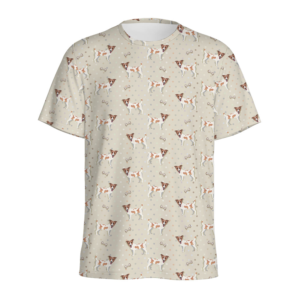 Polka Dot Jack Russell Terrier Print Men's Sports T-Shirt