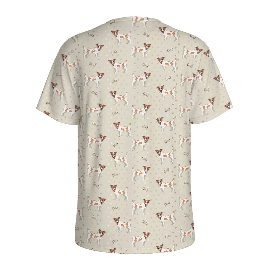 Polka Dot Jack Russell Terrier Print Men's Sports T-Shirt