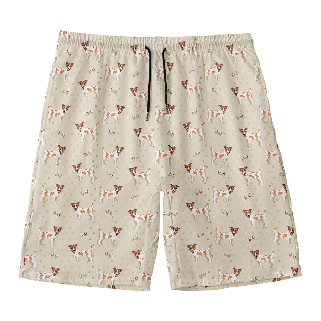 Polka Dot Jack Russell Terrier Print Men's Swim Trunks