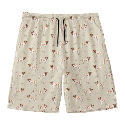 Polka Dot Jack Russell Terrier Print Men's Swim Trunks