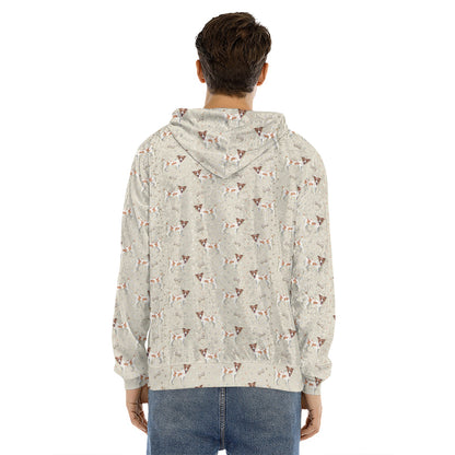 Polka Dot Jack Russell Terrier Print Men's Velvet Pullover Hoodie