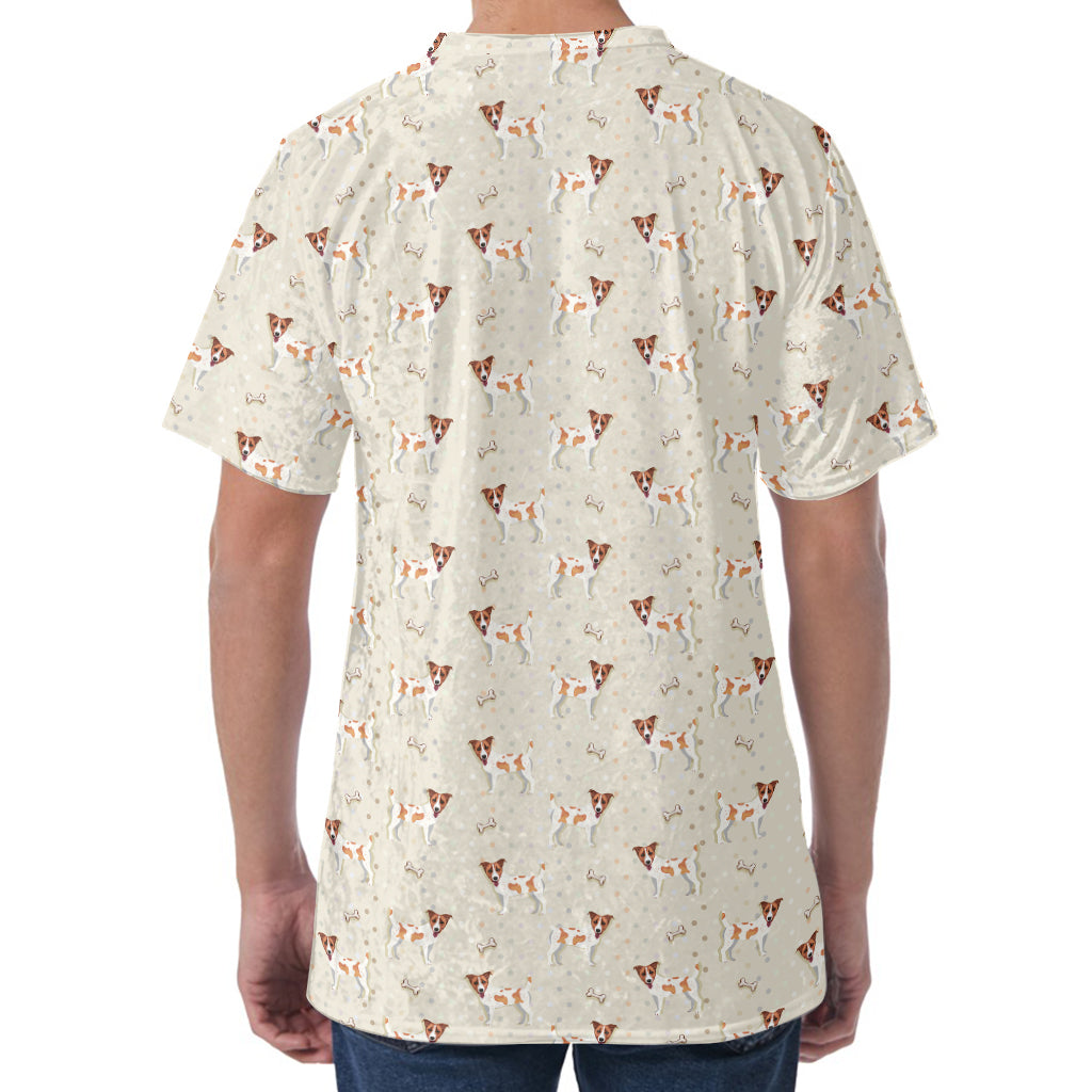 Polka Dot Jack Russell Terrier Print Men's Velvet T-Shirt