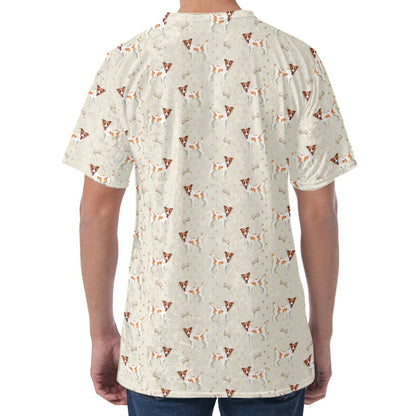 Polka Dot Jack Russell Terrier Print Men's Velvet T-Shirt