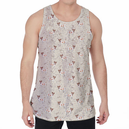 Polka Dot Jack Russell Terrier Print Men's Velvet Tank Top