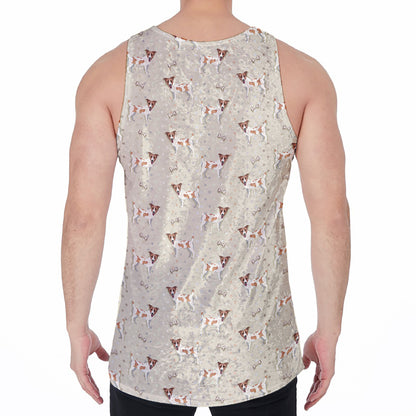 Polka Dot Jack Russell Terrier Print Men's Velvet Tank Top