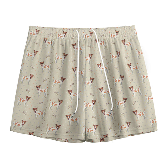 Polka Dot Jack Russell Terrier Print Mesh Shorts
