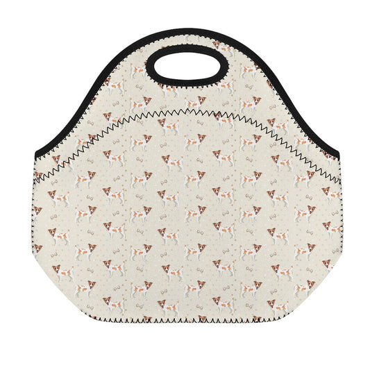 Polka Dot Jack Russell Terrier Print Neoprene Lunch Bag